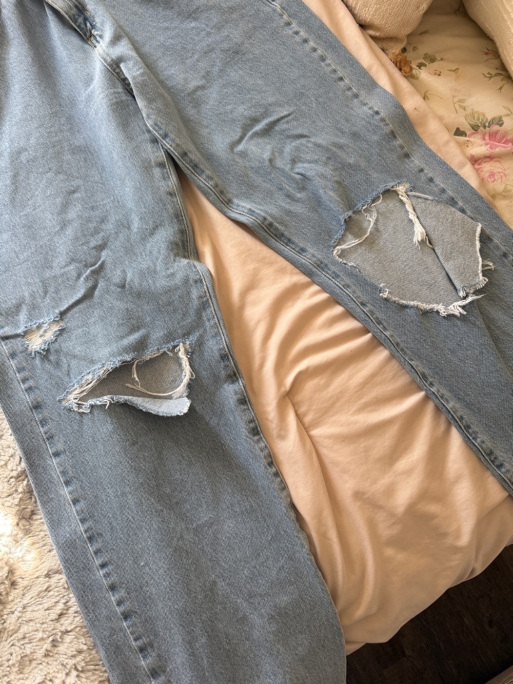 Fashion Nova Light Wash Denim Shorts with Frayed Hem - Picture 3 of 7